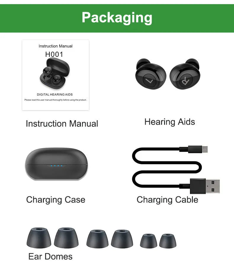 H001 Rechargeable Bluetooth Digital Headset Sound Amplifier in black for swimming and wading sports