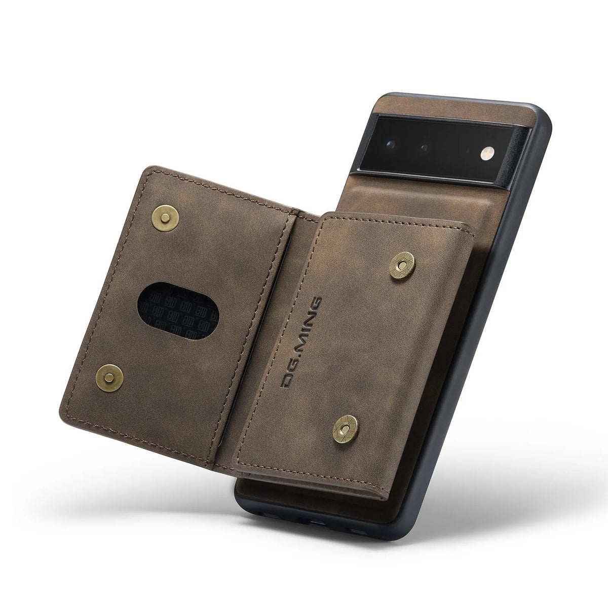 Magnetic card holder leather phone case for Google Pixel, hand-woven, multiple colours