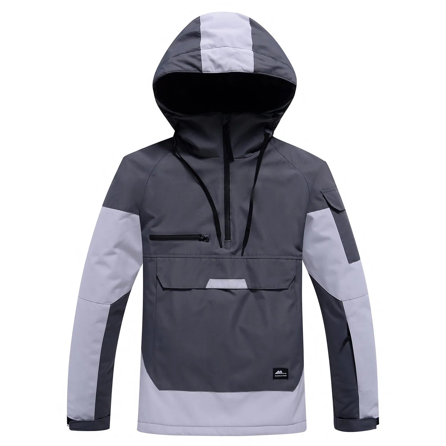 Contrast color windproof waterproof breathable couple ski hoodie in blue with black trim