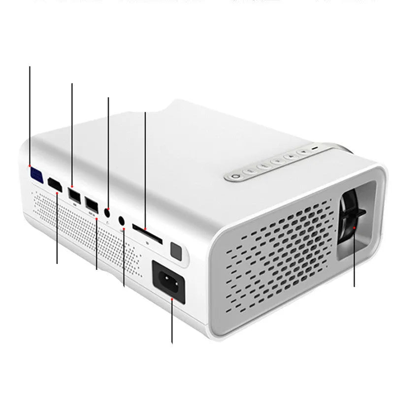 YG530 mini mobile phone projector in black or white colour with wireless connectivity for same-screen projection
