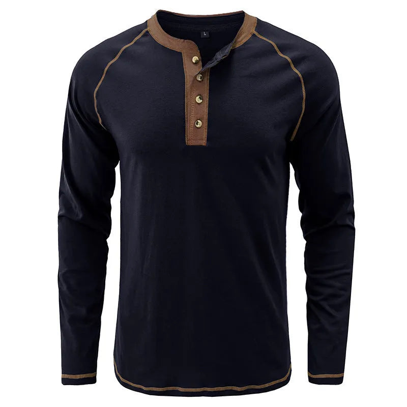 Men's cotton long-sleeved T-shirt in straight fit with raglan sleeves, available in multiple colours including white and camel