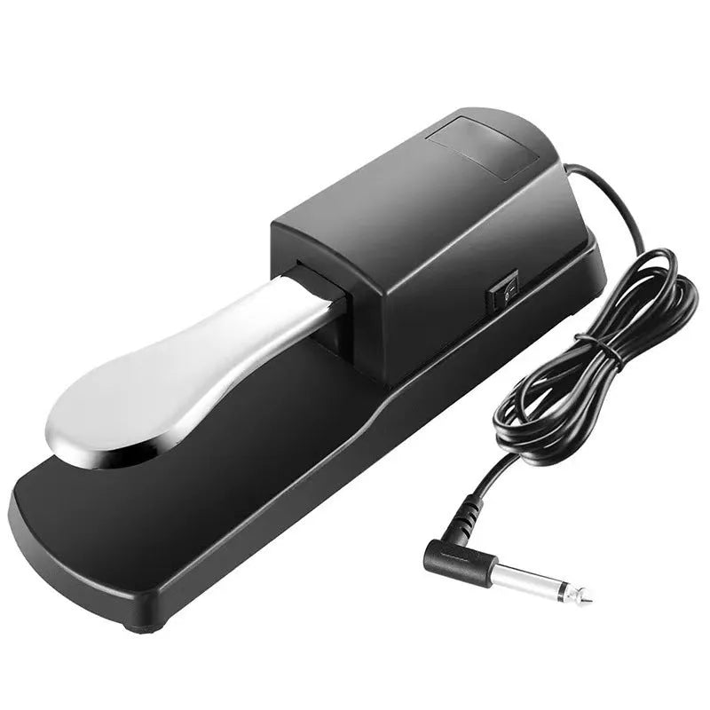 Universal single leg sustain pedal for electronic keyboards made from black ABS plastic