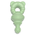 Blue rubber dog chew toy with textured surface for teeth cleaning, measuring 13.5cm
