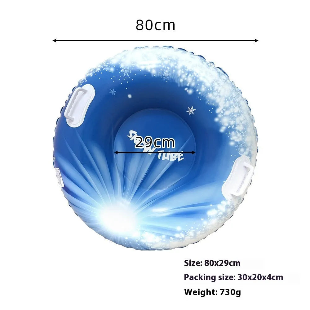 Creative printed PVC winter ski ring toy in flame red, blue, or mountain design for snow games.