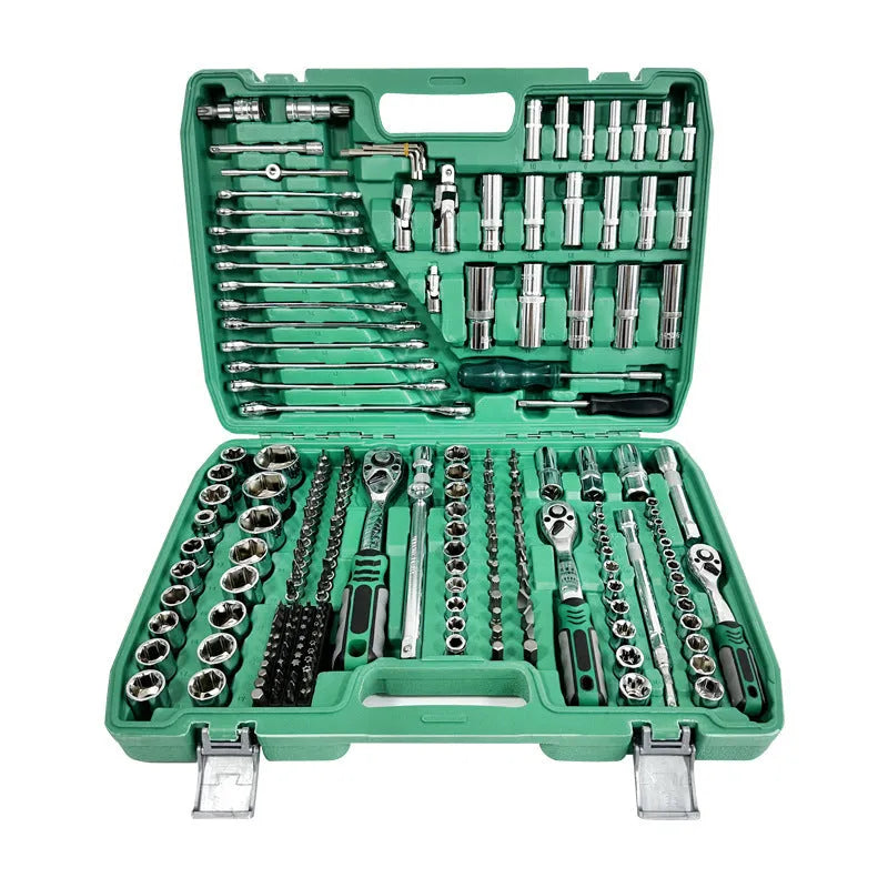 216-piece alloy steel socket wrench set in storage box with 72-tooth ratchet for car and machinery repair