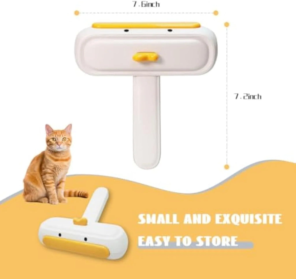 Yellow duck design portable pet hair removal hand roller with brush head.