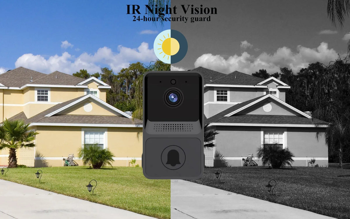 Z20 smart wireless doorbell black and gray with 480P camera, 100° lens, night vision and WiFi video intercom.