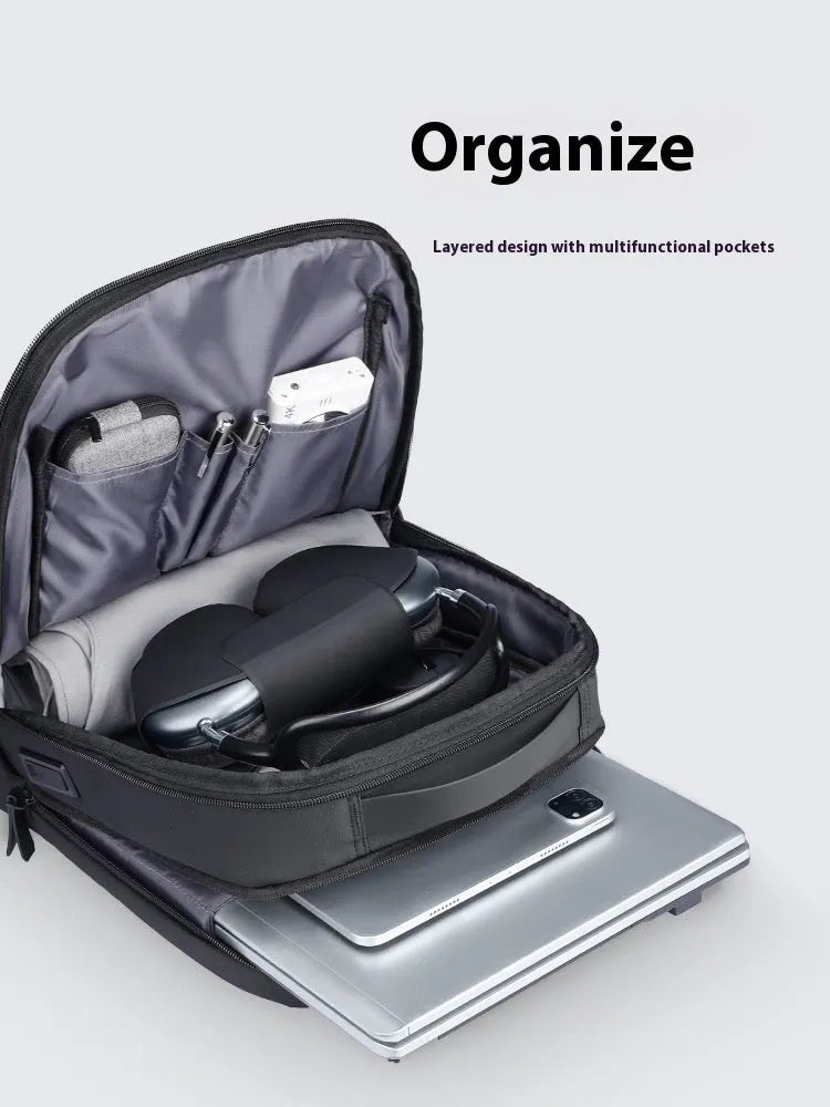 Graphite grey USB charging business backpack with Oxford cloth construction and under 20-litre capacity