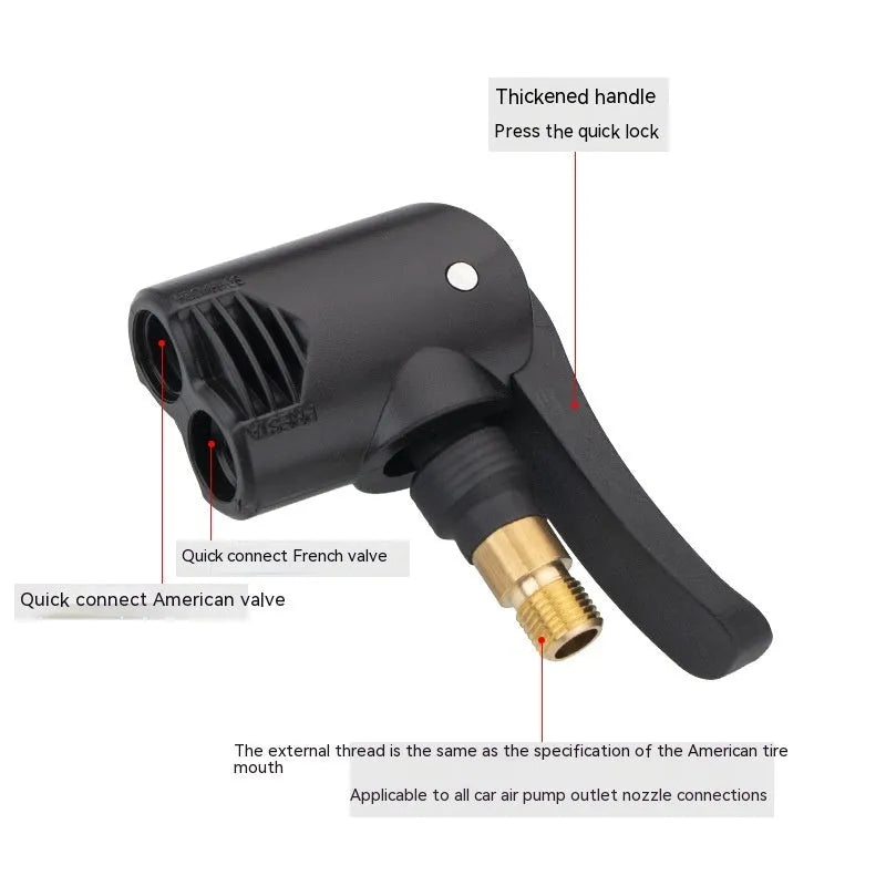 Vehicle air conversion inflatable chuck two-in-one nozzle with hose and connectors