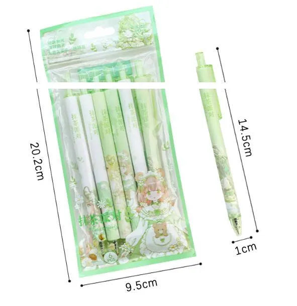 Press-type neutral pen with 0.5mm fine tip in matcha party colour, plastic case, stainless steel nib