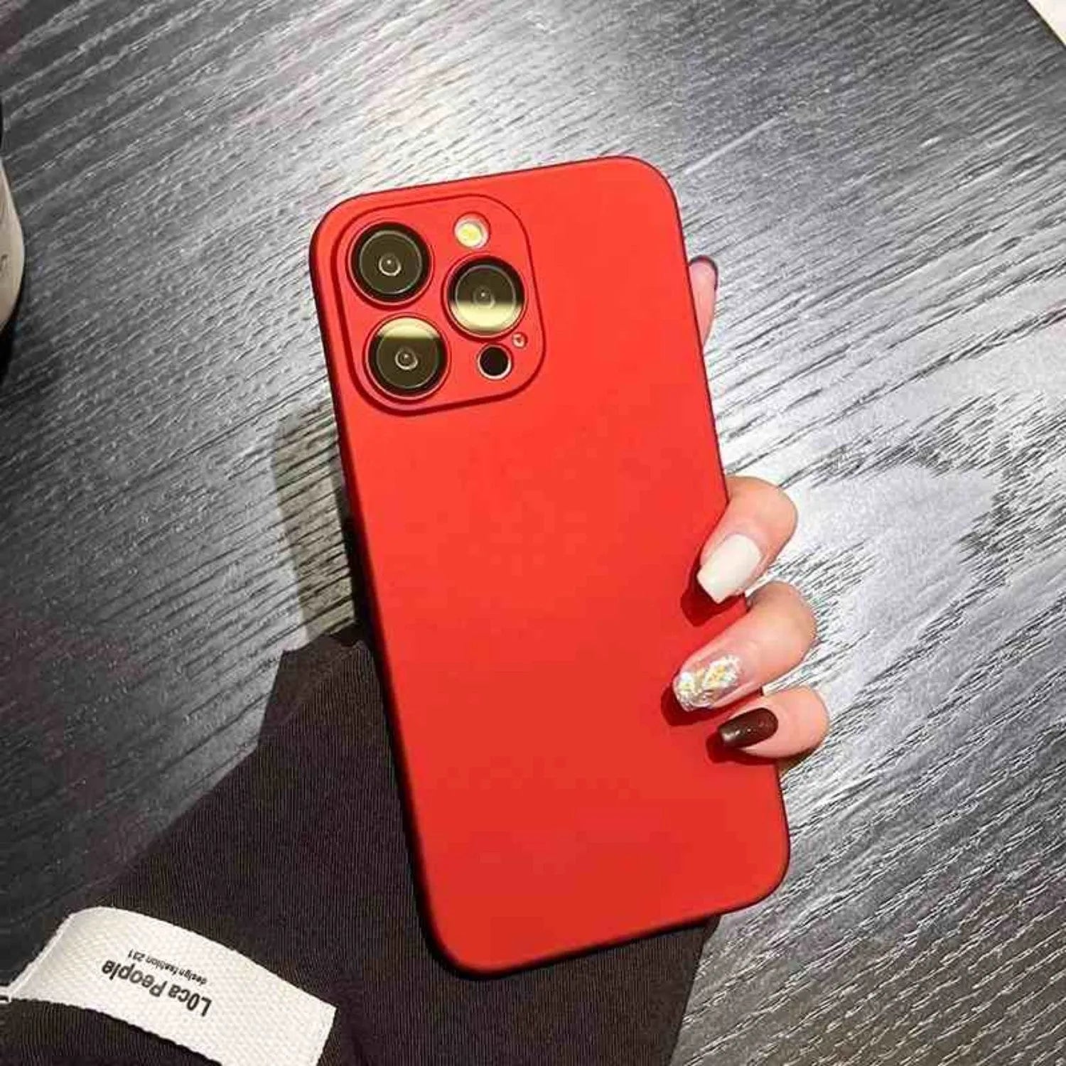 Ultra-thin frosted PC anti-fall case for iPhone in matte solid colour, with lens film