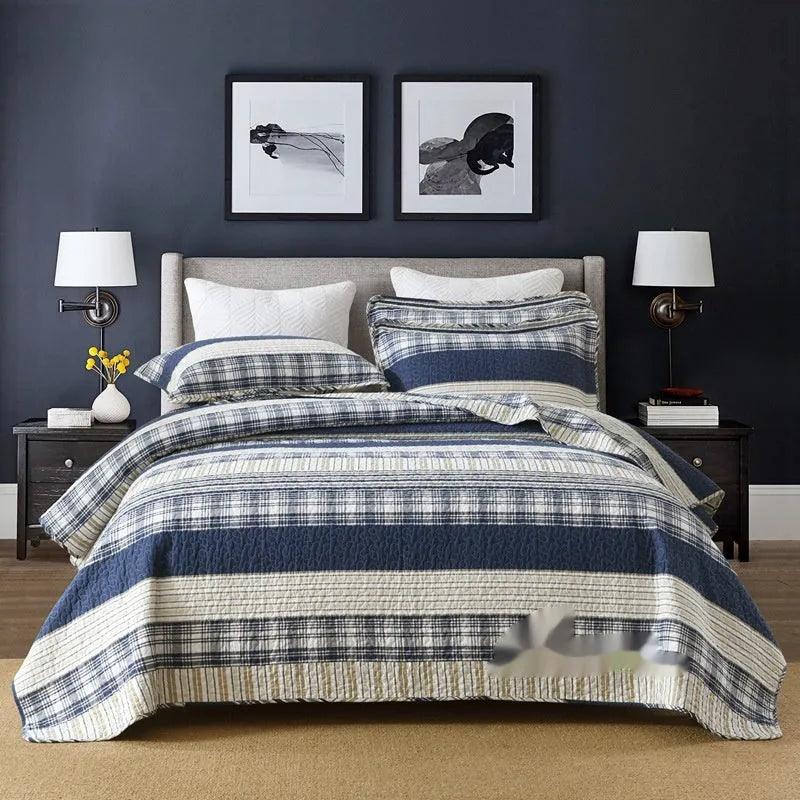 Quilted cotton bed cover set with printed pattern on 1.5-1.8m bed including two pillowcases