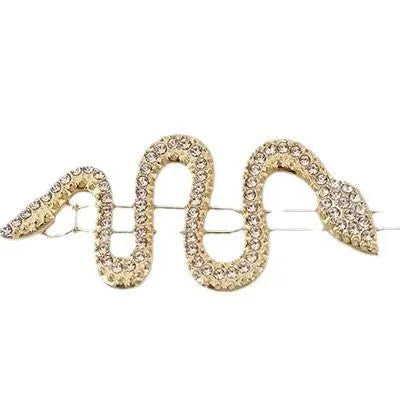 Korean vintage snake design hair clip barrette with rhinestone details