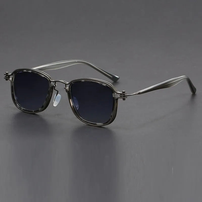 Retro square sunglasses with metal arms and tinted AC lenses in a Hawksbill Tea colour finish.