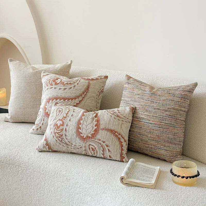 American-style jacquard paisley sofa cushion cover in amber botanical patterns with 45x45cm and 30x50cm size options