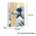 Ukiyo-e Kanagawa surfing village retro hand ledger with Daolin paper interior measuring 13.2 x 18.3 cm