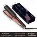 Anion hair straightener with ceramic plates showing temperature display and EU plug