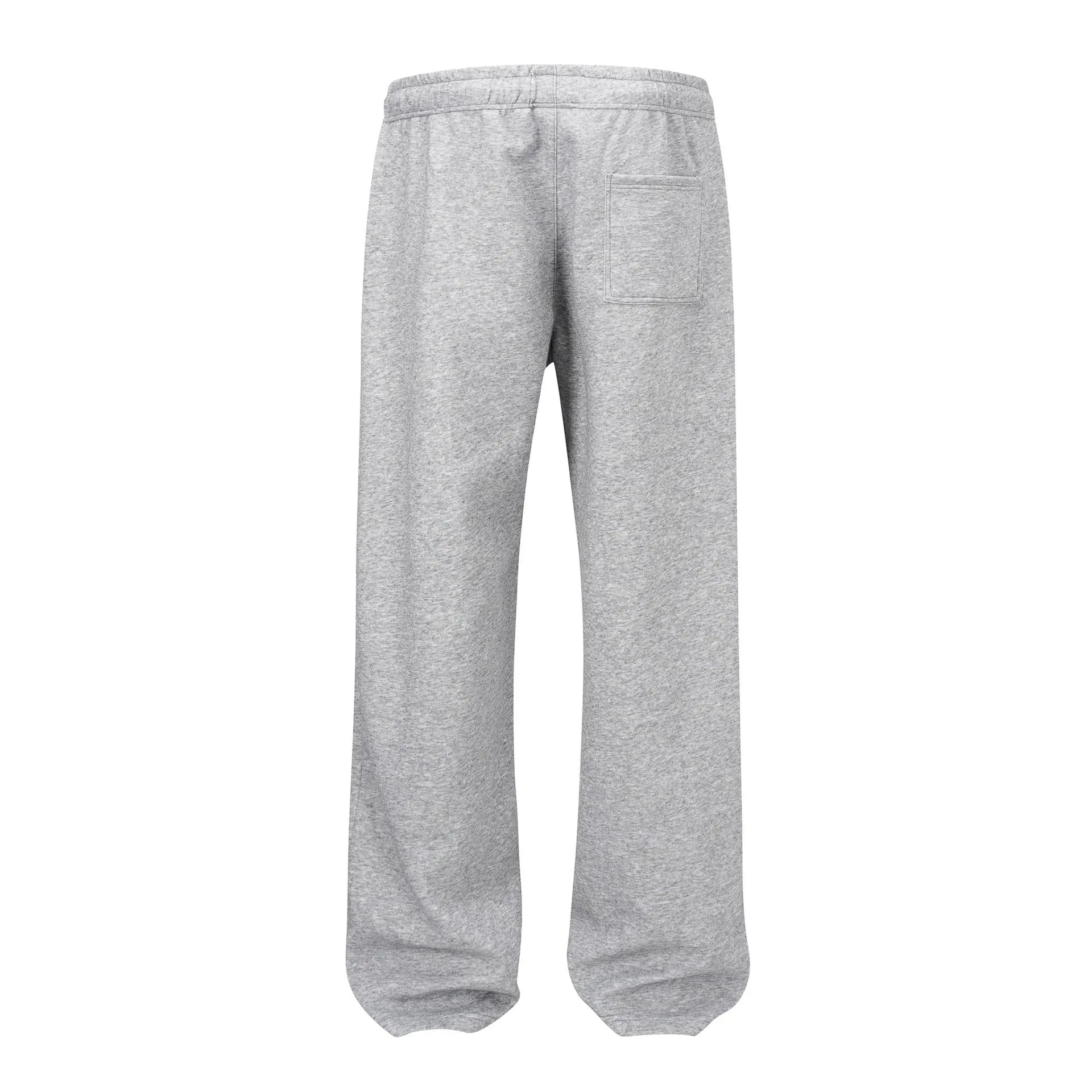 Men's solid colour straight-leg cotton casual trousers shown in black and grey.