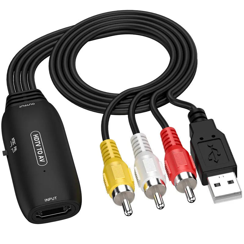 HDMI to AV converter adapter cable with 110cm length for 1080p video transfer to monitors and projectors