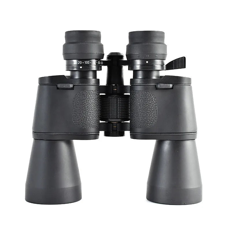 Outdoor binocular telescope with continuous 20-120x zoom and 100mm objective lens