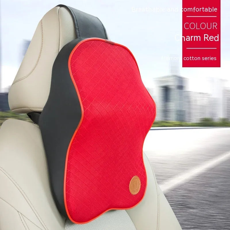 Memory foam automotive headrest and lumbar support pillow set in multiple colour options