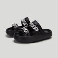 Chains thick-soled EVA slippers for women in beige with buckle closure and round toe