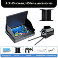HD underwater fishing camera with screen, temperature sensor, and night vision lights on a cable.