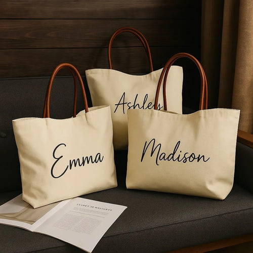 Natural cotton canvas tote bag with double handles in a neutral colour