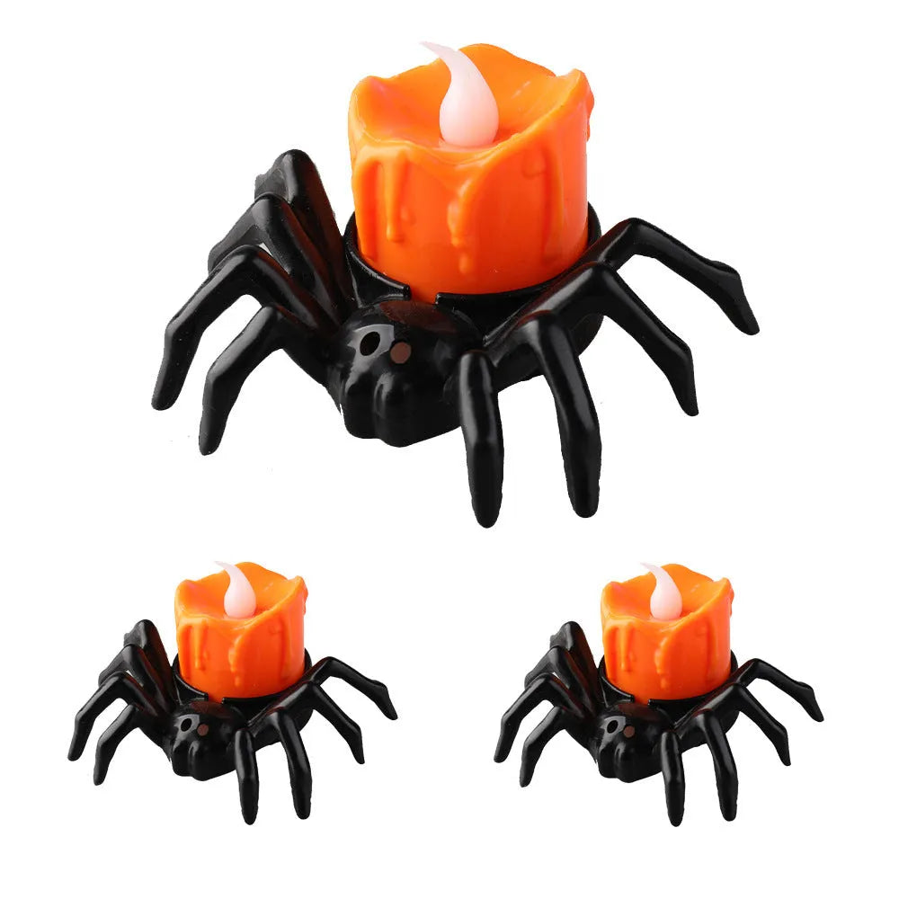 Halloween spider candlestick ornament plastic 7x8.5x5cm battery-powered light Spider lamp colour