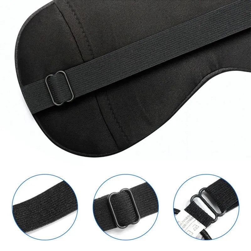 Silk eye mask with ice cube design in black, lightweight 20g sleep blindfold