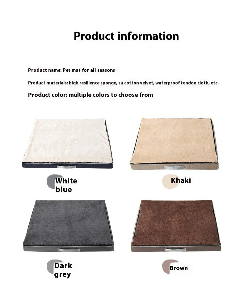 Removable washable memory sponge dog mat in brown, showing textured cover and size options.
