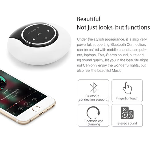 Square blue Bluetooth speaker lamp with touch controls, showing white LED light and folding design.