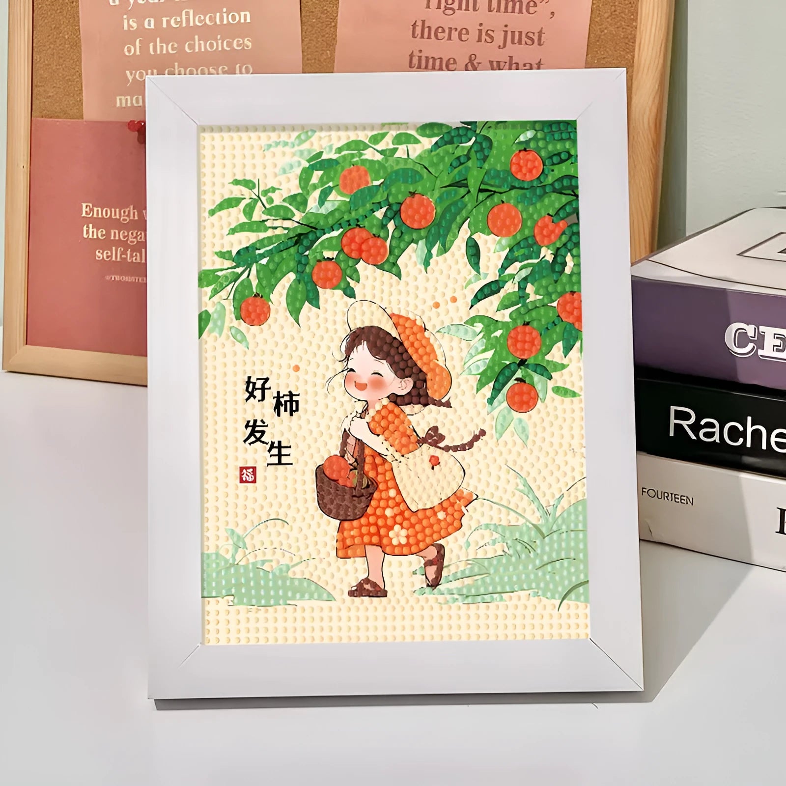 Children's diamond painting kit with cartoon panda on canvas, includes plastic frame and acrylic diamonds