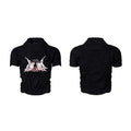 Black men's slim fit T-shirt with pleated detail and short sleeves for summer wear