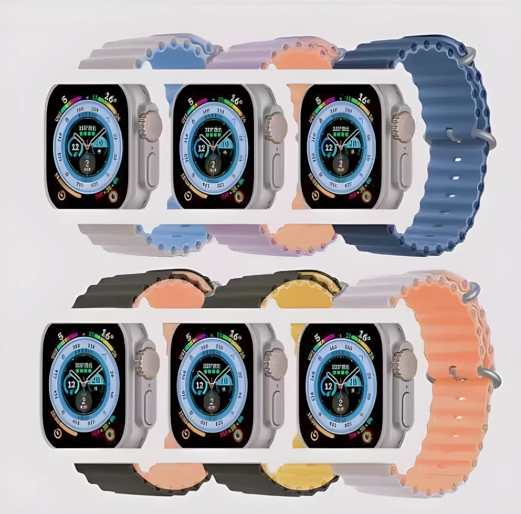 Two-colour silicone watch strap for Apple Watch in marine style, 38/40/41mm and 42/44/45/49mm sizes