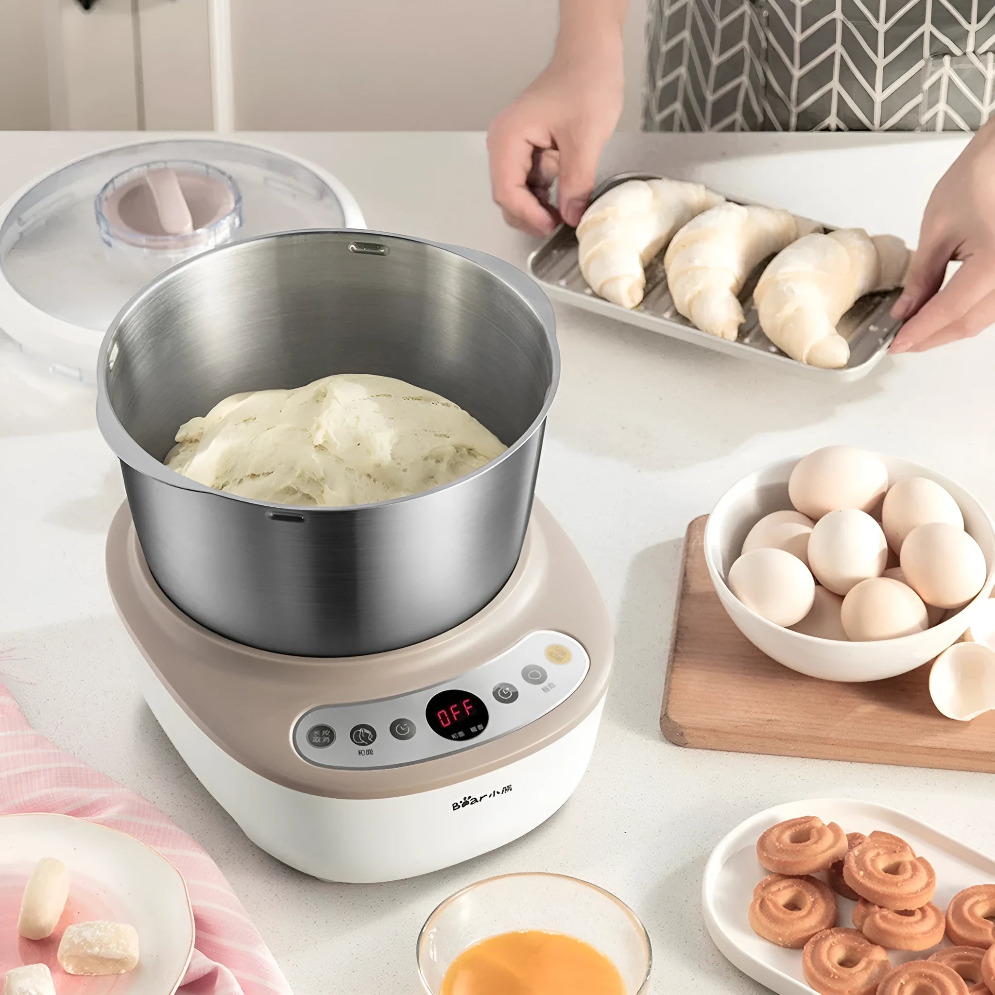 5L stainless steel automatic noodle maker silver with dough mixer 220V US plug