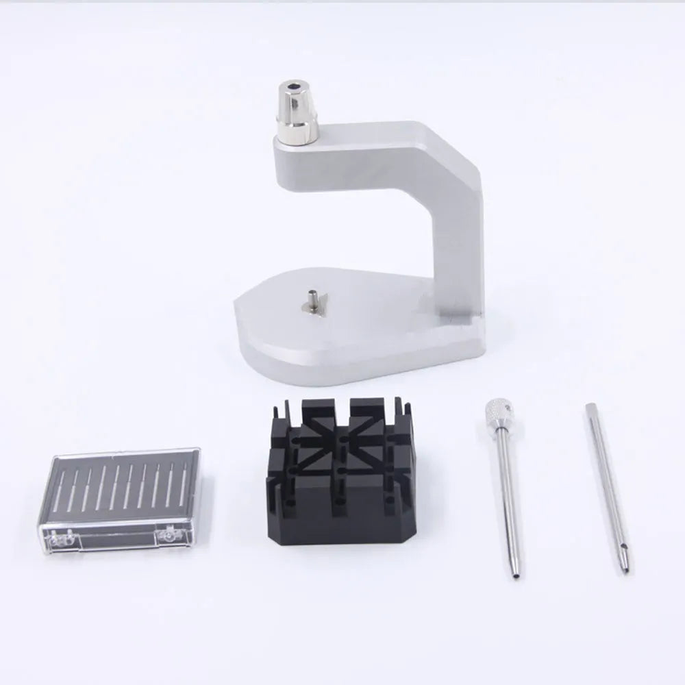 Silver multi-purpose press strap removal tool made from tool steel for watches, jewellery, glasses, and electronics