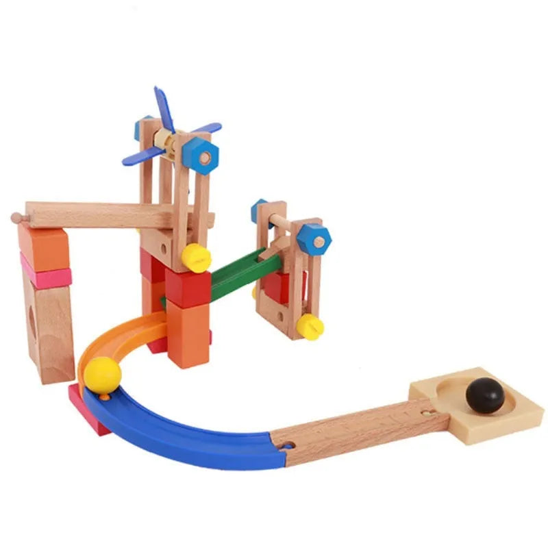 Wooden multifunctional track building blocks educational toy set for children aged 4-6 years