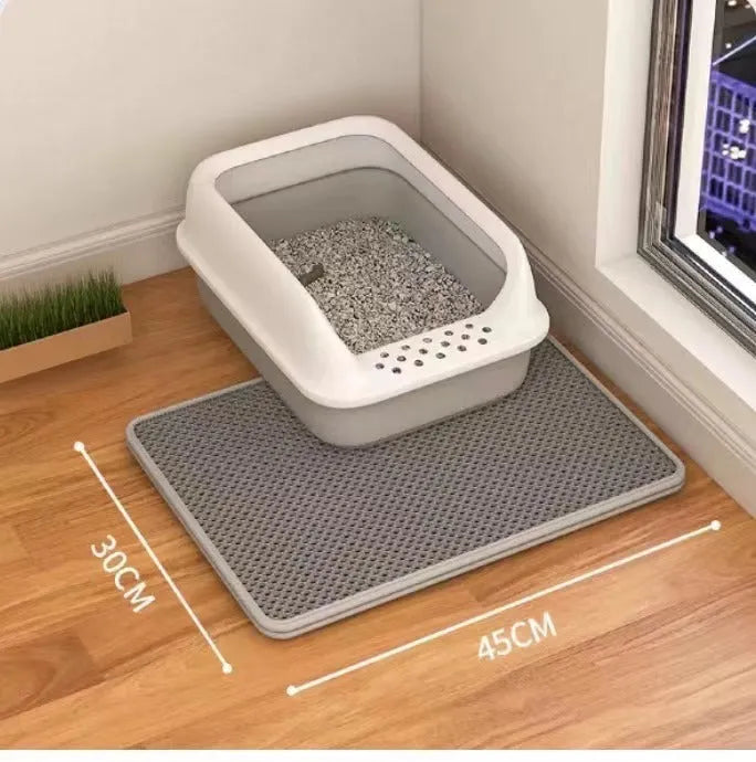 Cat litter mat double layer filter anti-bring out in black, 30x30 cm