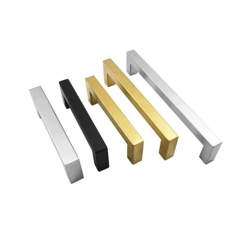 Stainless steel square pipe cabinet door handle with wire drawing finish