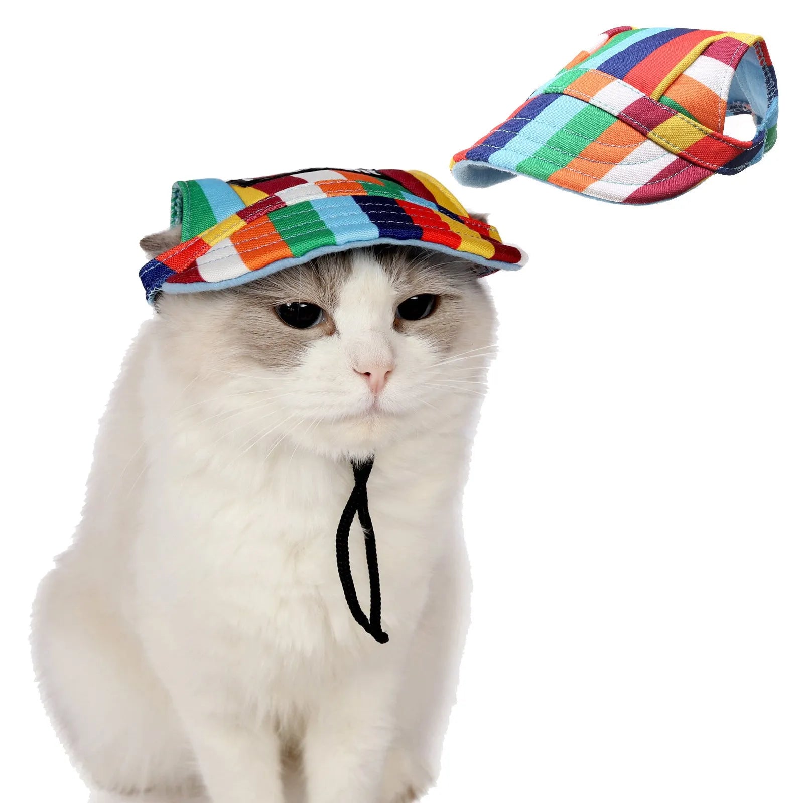 Oxford cotton dog sun hat in baseball cap style for small medium pets outdoor tourist use