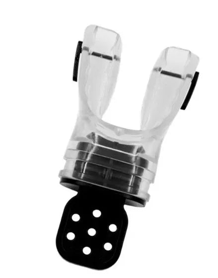 Edible silicone diving mouthpiece, 110mm long, shown in various colours including transparent and solid options.