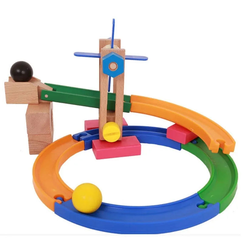 Wooden multifunctional track building blocks educational toy set for children aged 4-6 years