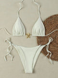 Women's lace-up bikini swimsuit in nylon with polyester spandex lining, seven colours, sizes S M L