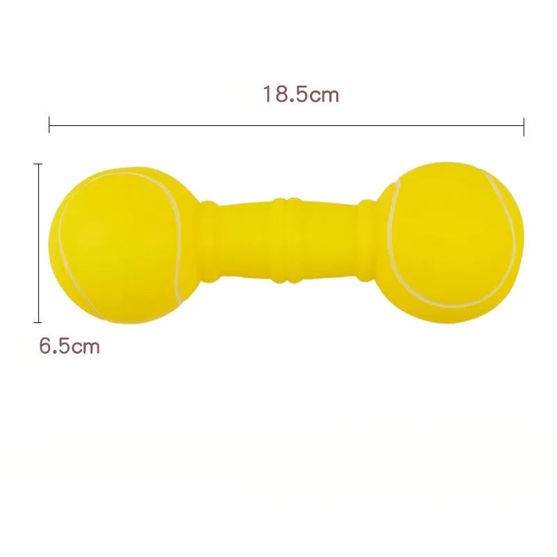 PVC dumbbell football shaped dog chew toy with squeaker in multiple colours
