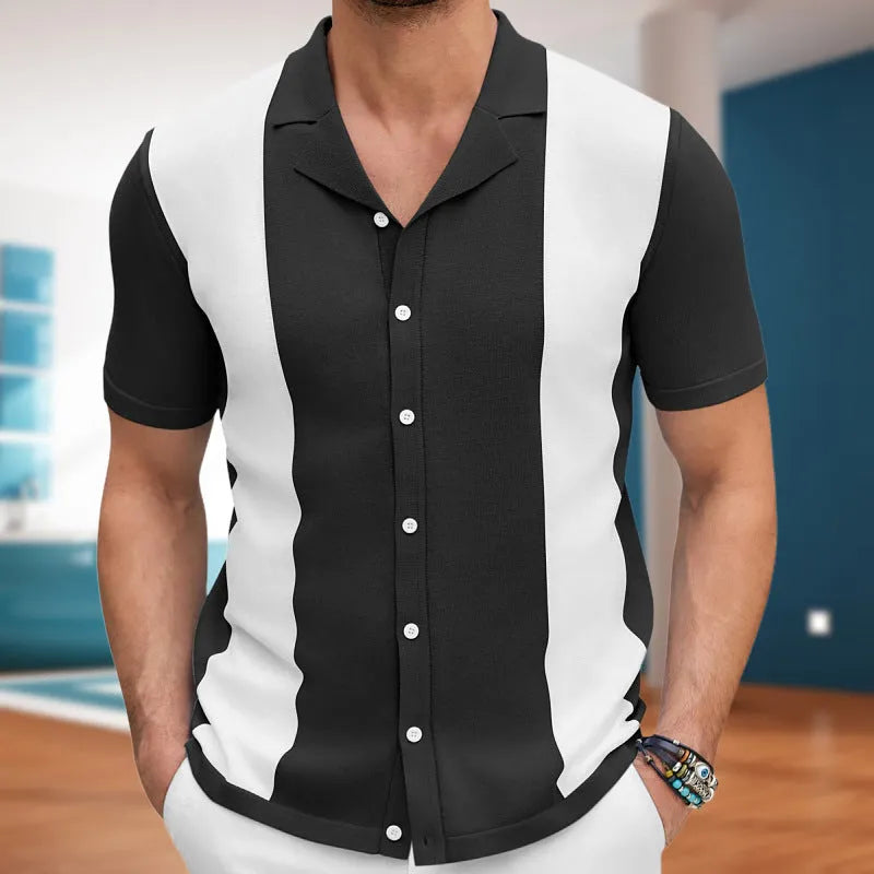 Men's Tencel polo shirt in green, wine red, or black, sizes M to 3XL, business casual style.