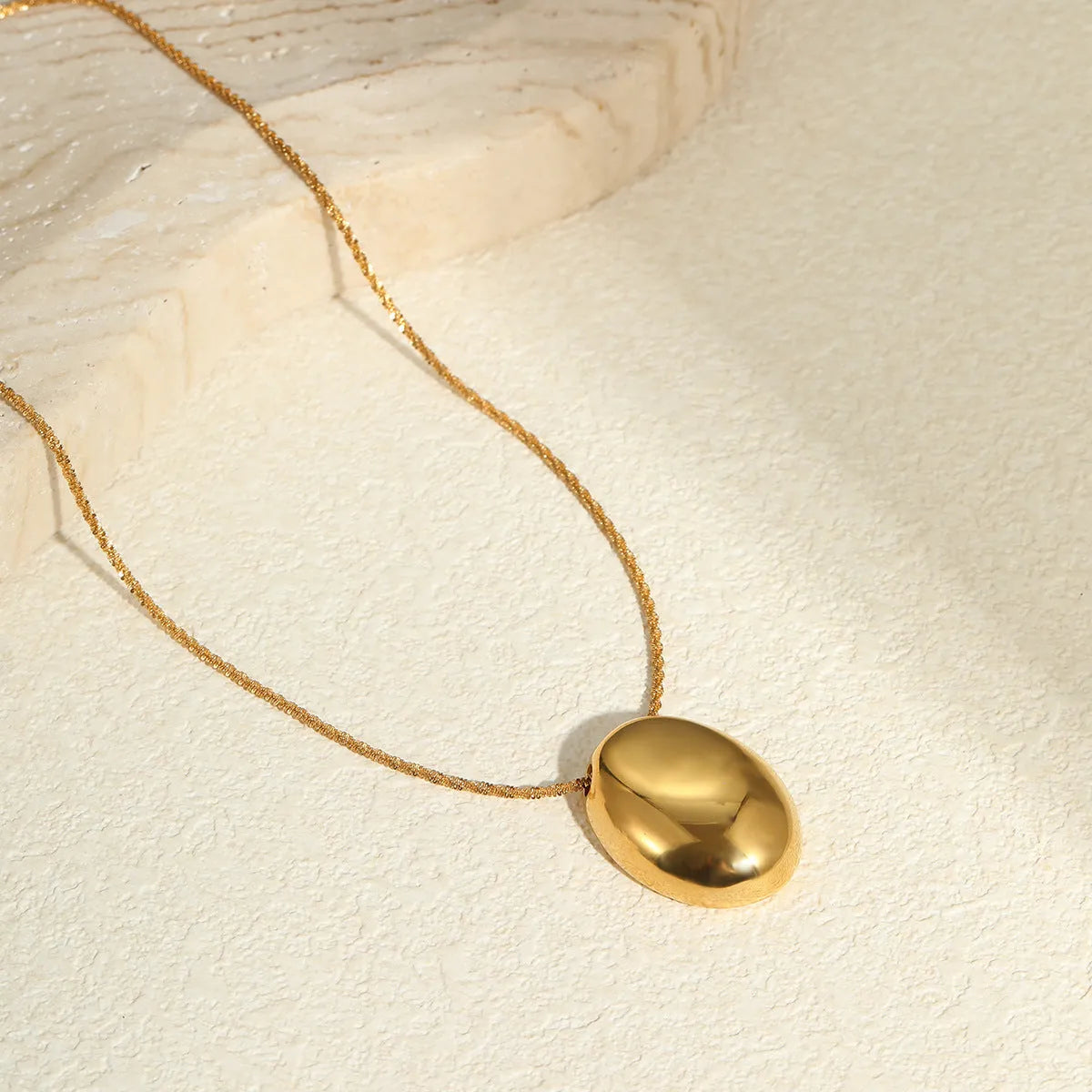 Gold plated necklace with geometric pendant on adjustable 41-50 cm stainless steel chain