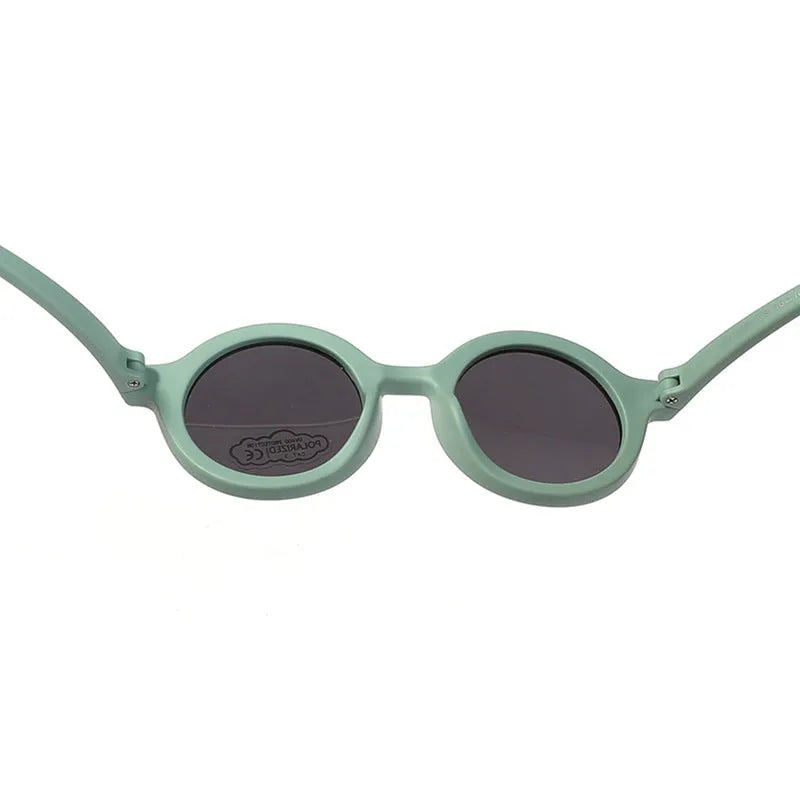 Children's round frame polarised sunglasses with UV400 protection for 0-3 year olds in various colours