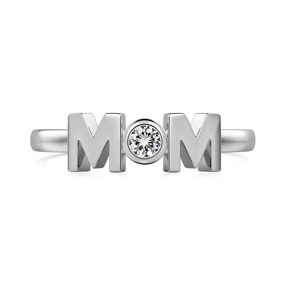 MOM Design silver personality ring with letter motif in gold finish