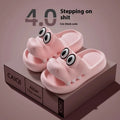 EVA platform parent and child matching sandals in an animal pattern, shown in pink, green, yellow, and blue colour options.